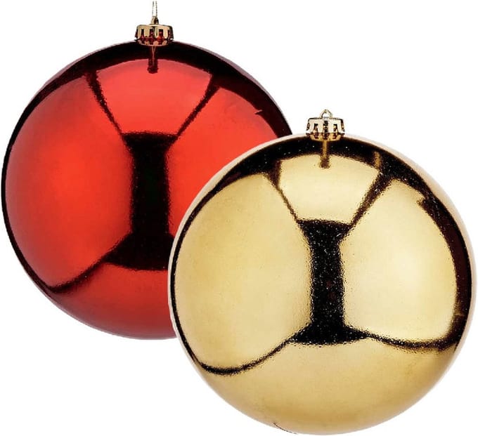 Gerimport Grote decoratie kerstballen - 2x - goud en rood - D20 cm - kunststof