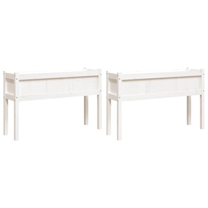 vidaXL - Plantenbakken - met - poten - 2 - st - massief - grenenhout - wit