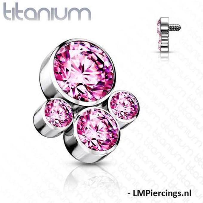Dermal titanium top pootje afdruk roze 1.6mm - LMPiercings