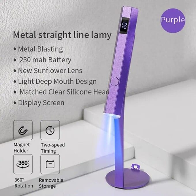 Mini lampe à LED UV portative pour ongles, sèche-ongles Portable et Rechargeable pour guérir le vernis Gel avec affichage, Machine de manucure violet