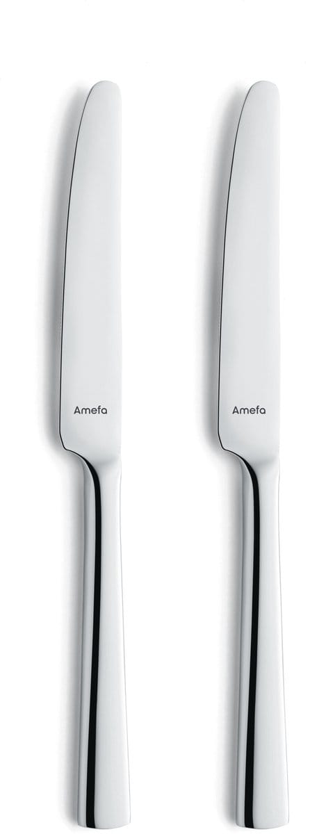 Amefa Moderno - 2-delige dessertmesset - hoogglans - zilverkleurig
