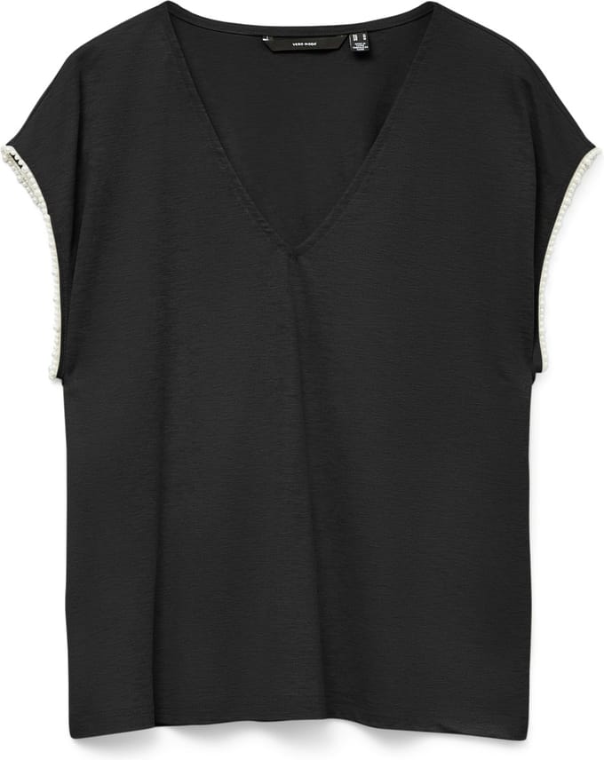 Vero Moda T-shirt Vmvips Ss Ava V-neck Top Jrs Ga 10327099 Black/solid Dames Maat - S