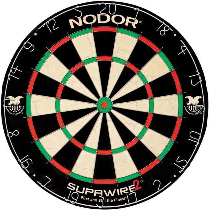 Dartbord met verstelbare nummerring en ophangset, zwart