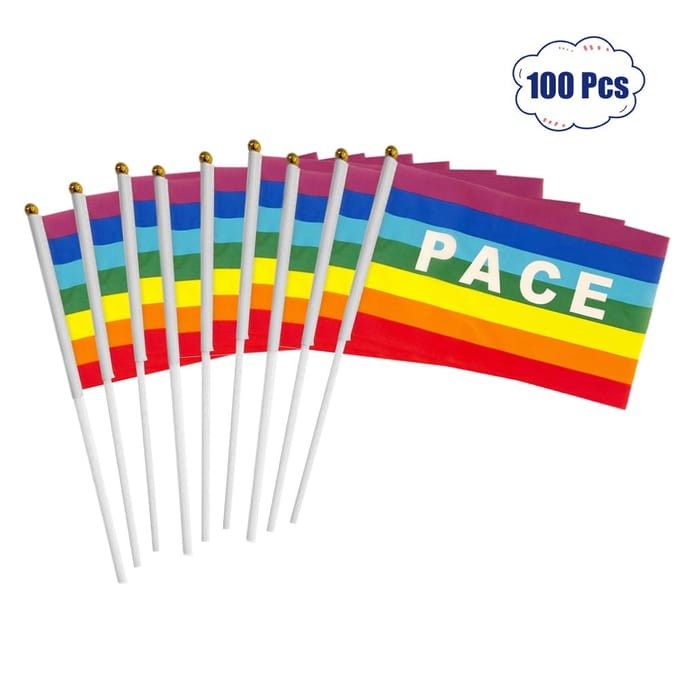 50/100 Stuks Mini Vredesvlag Regenboog Pacifistische Vlag Handheld Polyester Vredesvlag