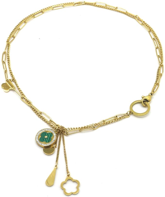 Ketting - Klaver - RVS - Lengte 41 cm - Goudkleurig
