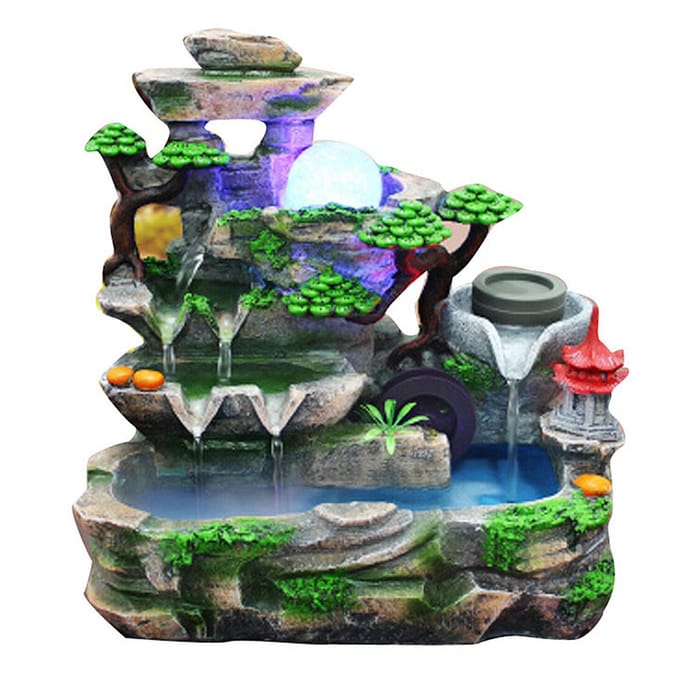 Unieke Hars Desktop Waterfontein Landschapsdecoratie Huisornament met VerstuivingseffectEU black