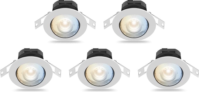 Calex Slimme Inbouwspots - Set van 5 stuks - Smart LED Downlight Dimbaar - Kantelbaar - Warm Wit Licht - Wit