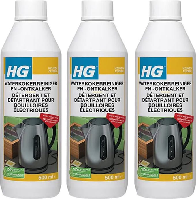 HG waterkokerreiniger en -ontkalker 3 stuks + Gratis KD spons