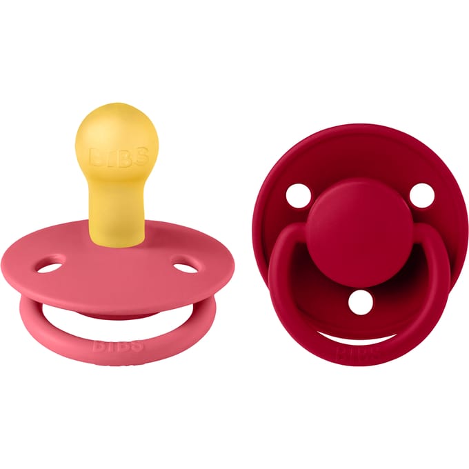 BIBS De Lux 2 PACK Latex Size 1 Coral/Ruby 2 st