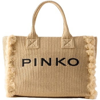 PINKO Beach Shopper Tas 38 cm - 14 L - paglia-nero-antique gold