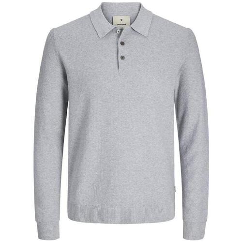 Jack & Jones - Heren Trui Sandri Knit Polo LS - Grijs - Maat S