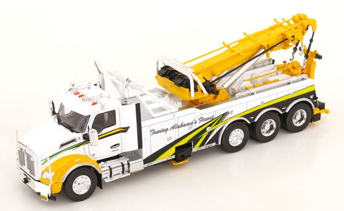 Kenworth T 880 Wrecker 2018 wit geel - Sleepwagen - TTR037.22 - IXO 1:43