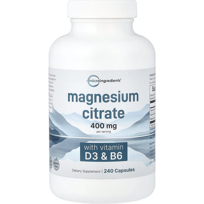 Micro Ingrediënten, Magnesiumcitraat (met Vitamines D3 en B6), 240 capsules