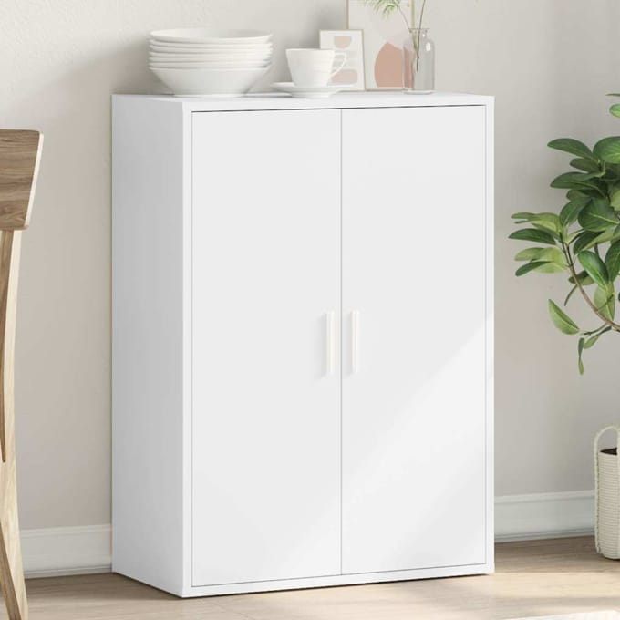 vidaXL - Dressoir - 60x31x84 - cm - bewerkt - hout - wit