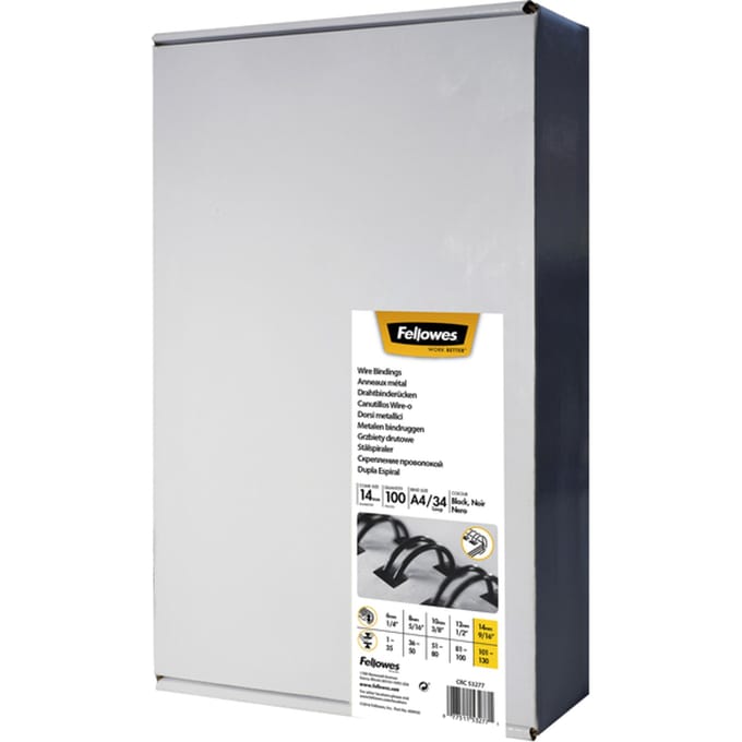 Fellowes bindruggen metaal 14 mm - Zwart - 100 stuks