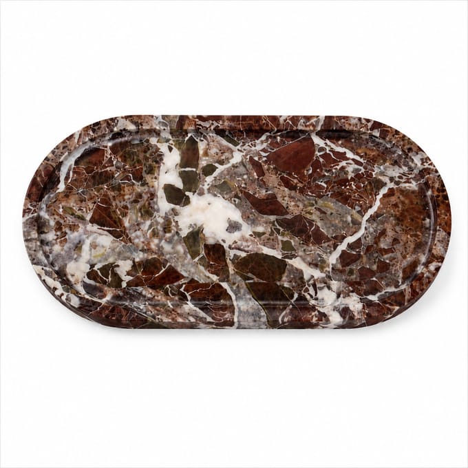 Marmoree - Marmer - Dienblad - Ovaal - Bordeaux - 35x17cm