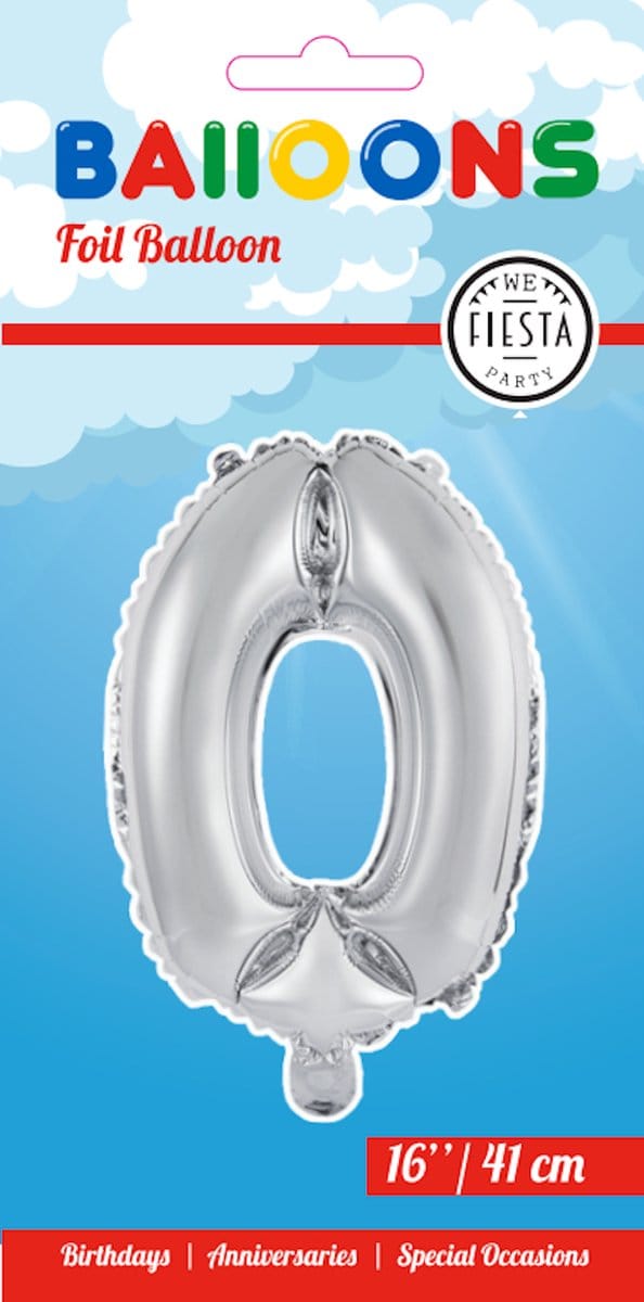 Folieballon 16" nmr. 0 - Zilver