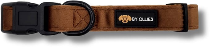 By Ollies halsband velvet Caramel - Maat S Breedte 2 cm, Lengte 28 – 43 cm