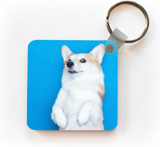 Sleutelhanger - Uitdeelcadeautjes - Corgi op een yoga mat - Plastic