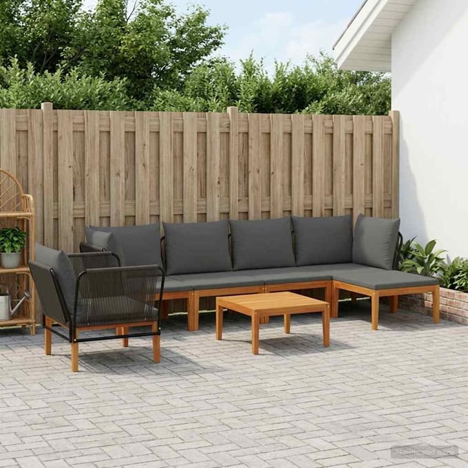vidaXL - 7 - st - Massief - acaciahout - & - touw - Naturel