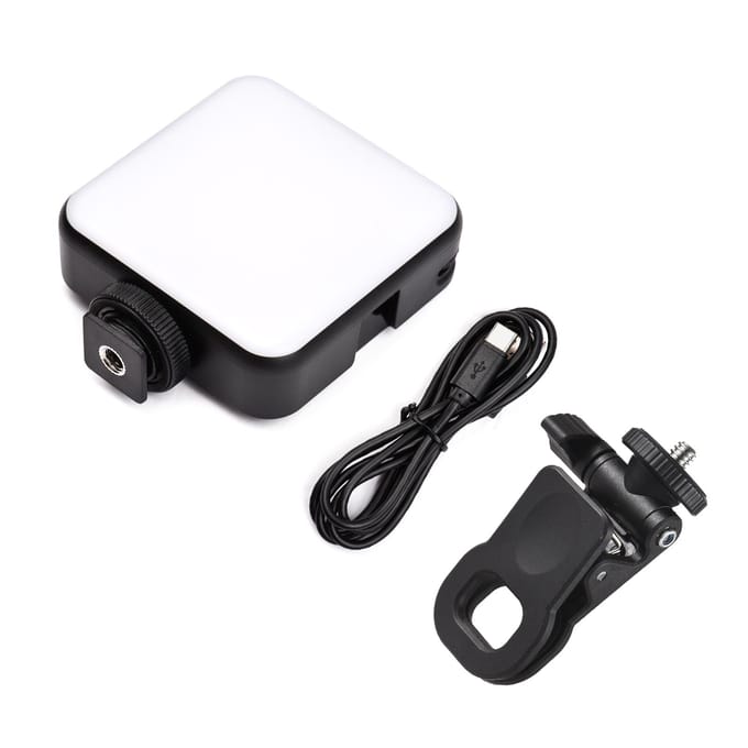 Andoer W64RGB Mini Clip-on RGB-videolamp Invullicht voor mobiele telefoon Tabletcomputer Videoconferentie zwart