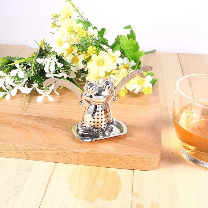 Roestvrij Staal Losse Thee Blad Infuser Bal Zeef Filter Diffuser Kruiden Specerijen Kikker gray
