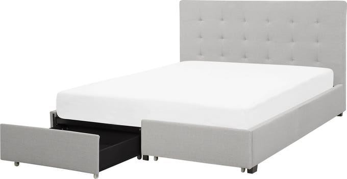 ROCHELLE - Tweepersoonsbed - Lichtgrijs - 160 x 200 cm - Polyester