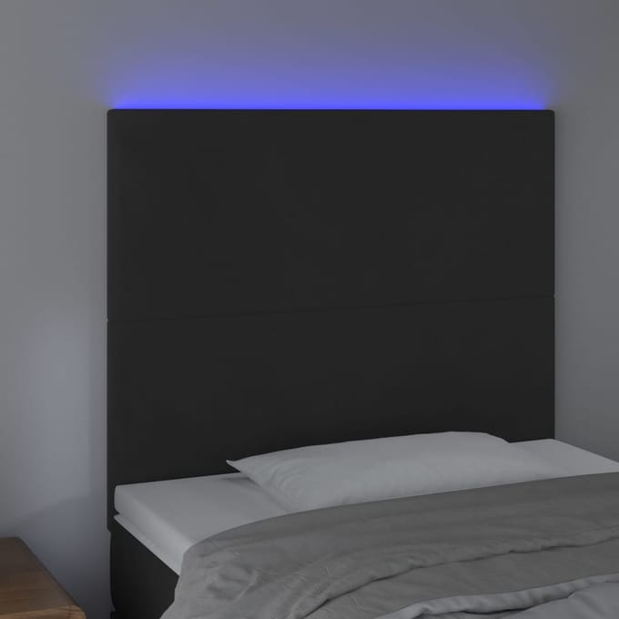 vidaXL - Hoofdbord - LED - 100x5x118/128 - cm - fluweel - zwart