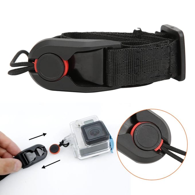 Polsband Riem Snelontgrendeling Veiligheidskoord Verstelbaar Elastisch Universeel voor Actiecamera black