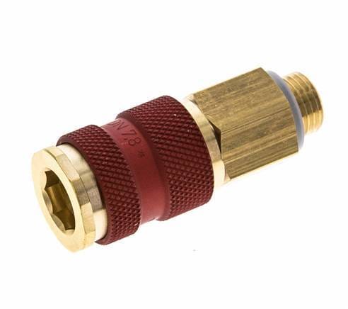 Messing DN 7.2 (Euro) Rood-Coded Luchtkoppeling Snelkoppeling G 1/4 inch Buitendraad - CLS7-M-B-RED-P-CD-014