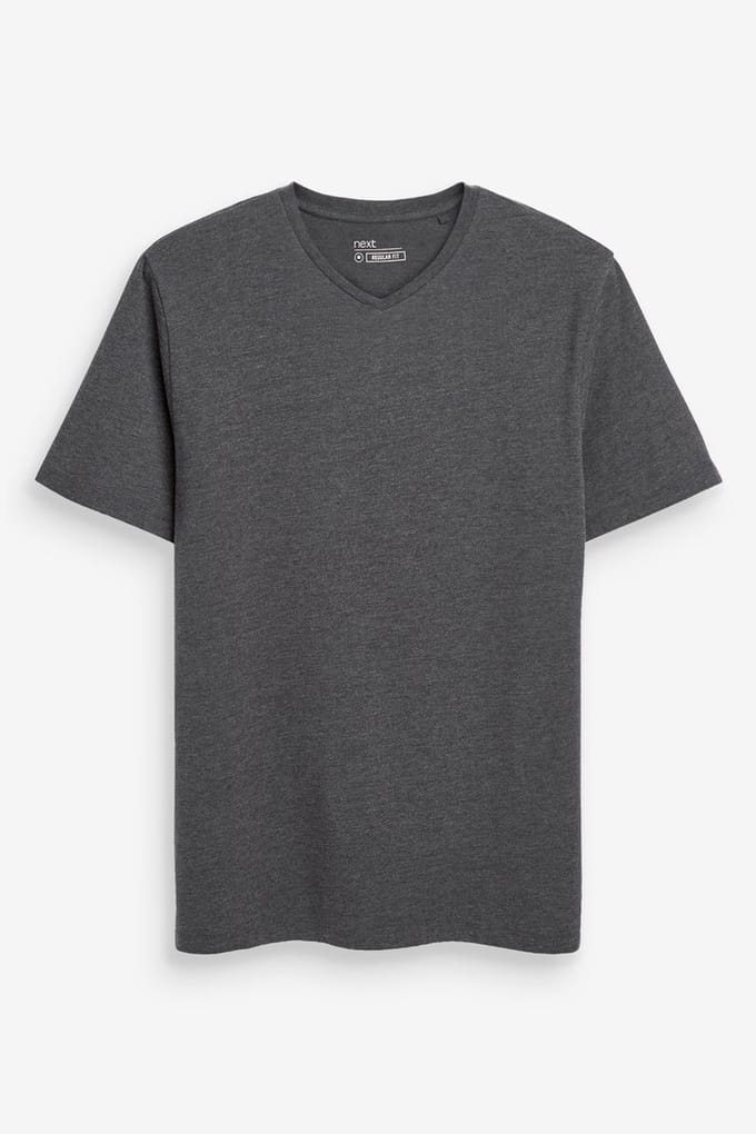 Next - Heren - Onmisbaar T-shirt met V-hals en standaard pasvorm - Grijs