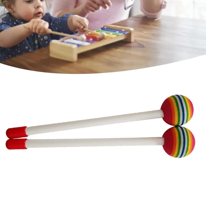 2 Pièces Baguettes de Batterie pour Enfants Couleur Vive Son Agréable Bâton de Batterie à Percussion Manuelle en Plastique pour la Musique white