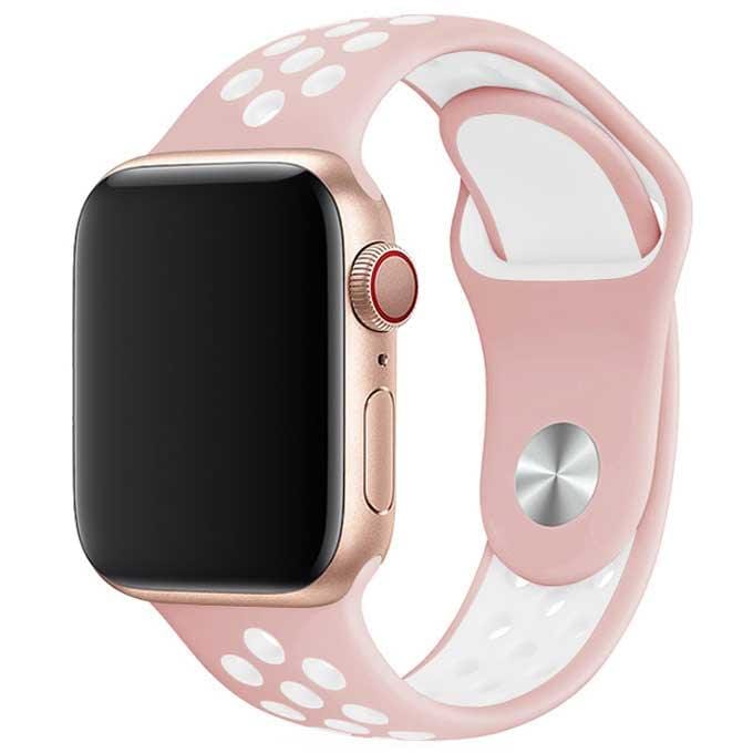 2+1 | Apple Watch Bandje Stryde - Dubbel - Siliconen - Lichtroze Wit