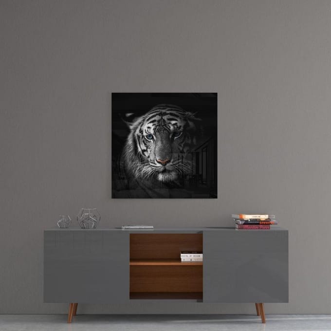 Tijger Glas Schilderij  - 100 x100 CM