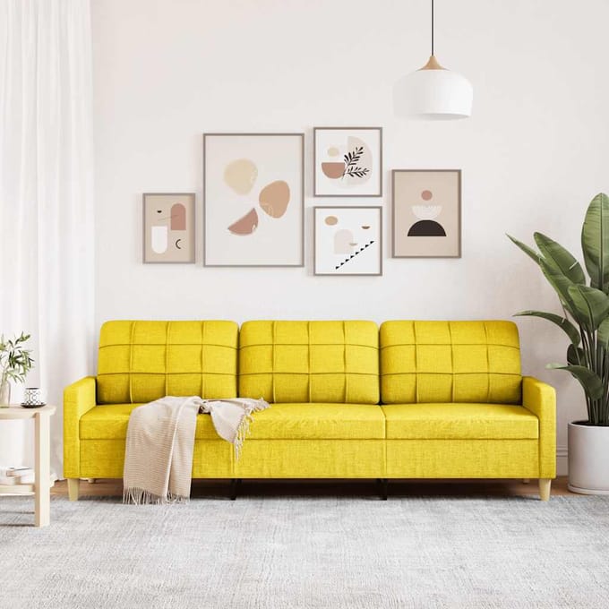 vidaXL - Driezitsbank - 210 - cm - stof - lichtgeel