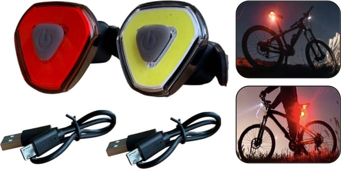 PD® - Fietsverlichting Set - USB Oplaadbaar - LED - Voorlicht + Achterlicht - 3 Standen in Lichtsterkte - WIT - ROOD