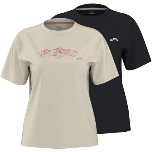 CRIVIT Set van 2 dames sportshirts met UV-bescherming 50+ (Zwart/beige, S (36/38))
