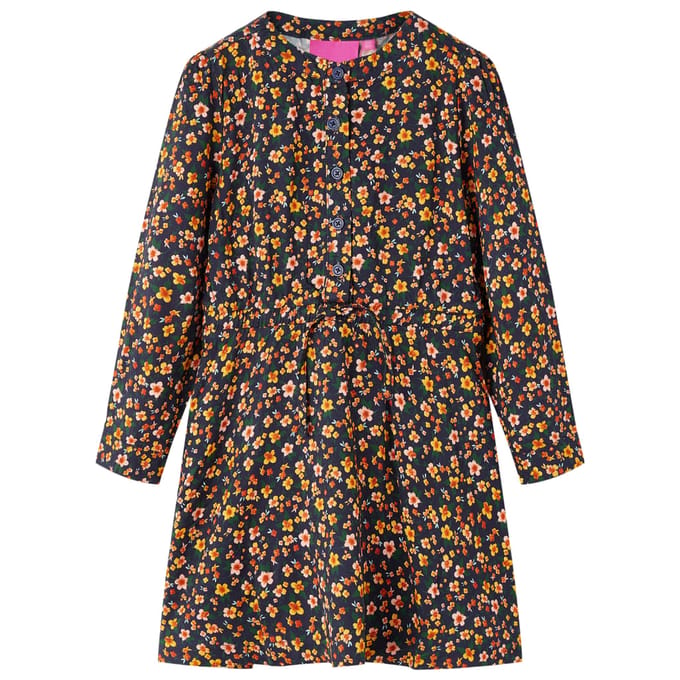 vidaXL Kinderjurk met lange mouwen 116 marineblauw