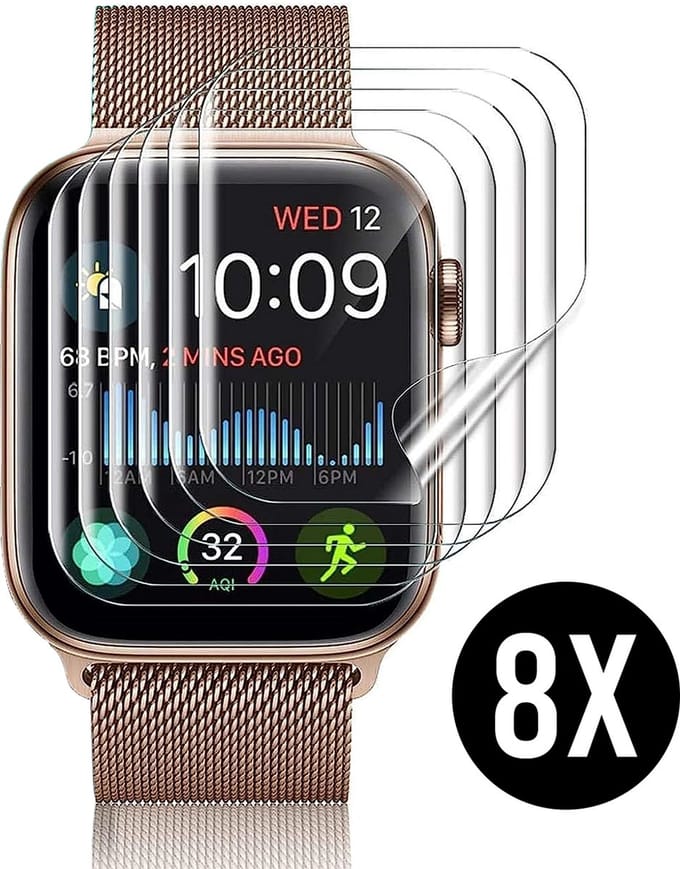 Screenprotector geschikt voor Apple Watch Series 4 / 5 / 6 / SE - 40 mm Screen Protector - Podec - 8 Stuks