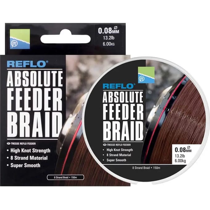 Preston Absolute Feeder Braid - 0.08mm - 150m - Gevlochten Lijn - Bruin