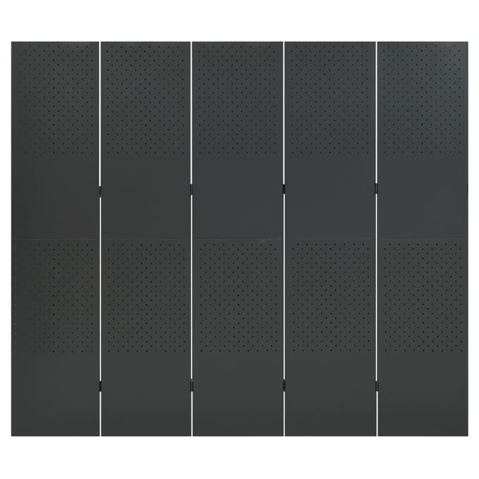 vidaXL - Kamerscherm - met - 5 - panelen - 200x180 - cm - staal - antracietkleurig