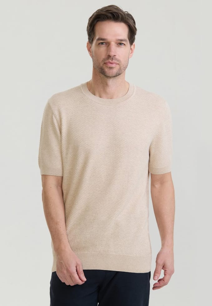 Felix Hardy Tshirt Ronde Hals 100% Katoen Heren Beige - L