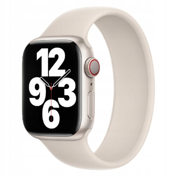 Apple Siliconen solobandje voor de Apple Watch | 44/45/46/49 mm - Maat 9 - Starlight