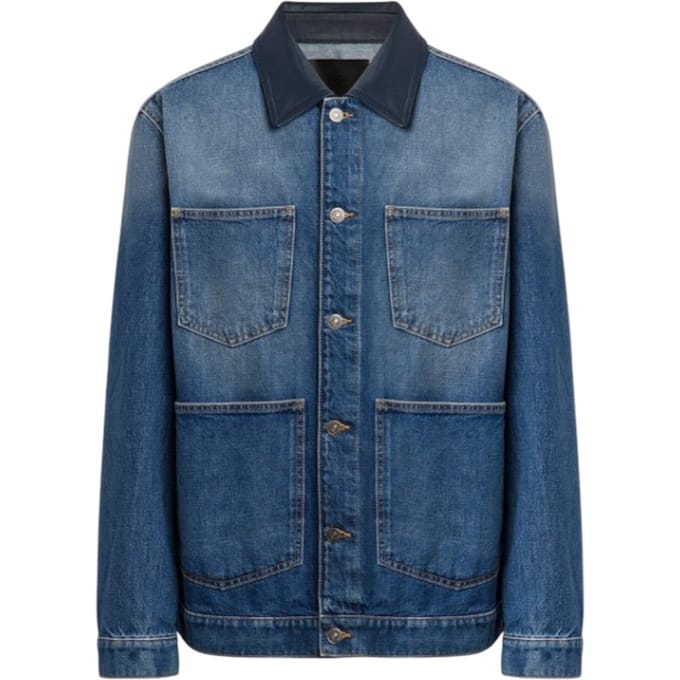 jassen man Dondup - normale jas in vaste dernim peper zout 13 oz - blauw