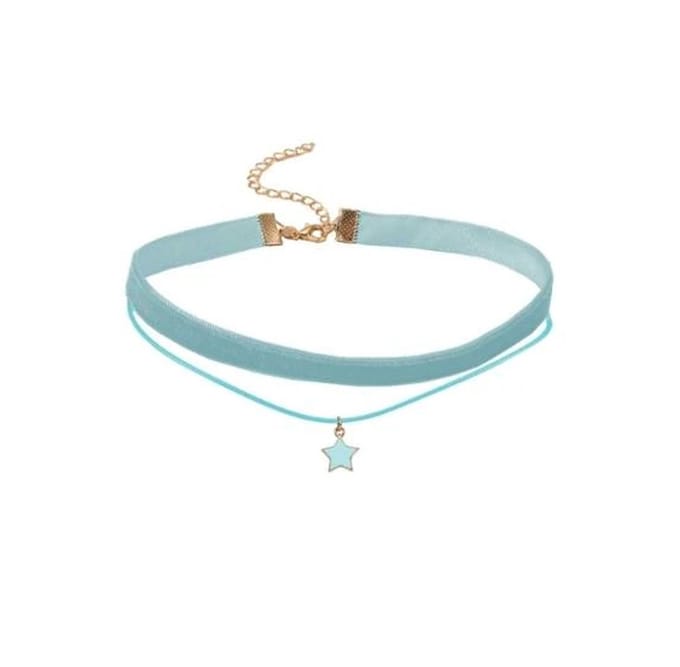 Jomide Choker Fluweel Sterretje - Lichtblauw