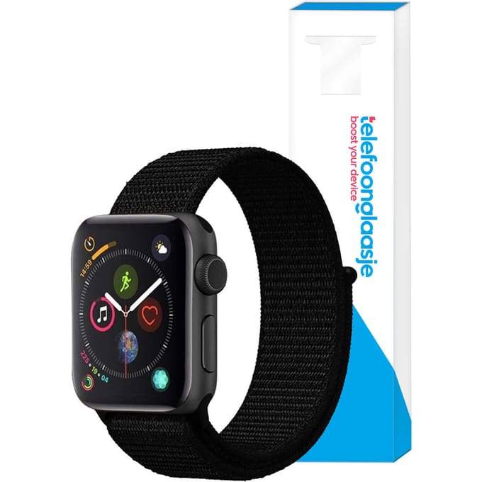 Nylon bandje Apple Watch 1/2/3/4/5/6/SE ? 42/44mm - Zwart