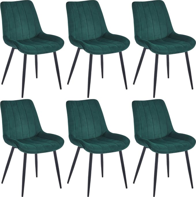Colenis® - Verta Eetkamerstoel - Set Van 6 - Groen - Velvet - Industrieel