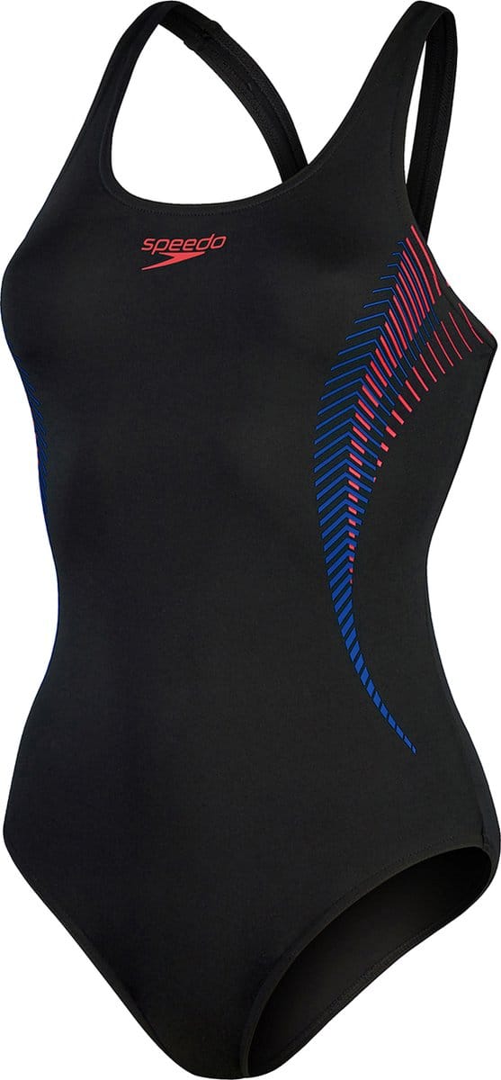 Speedo Placement Muscleback Zwart/Rood Dames Sportbadpak - Maat 36