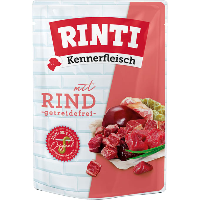 10x400g RINTI Kennerfleisch Pouches rund honden natvoer