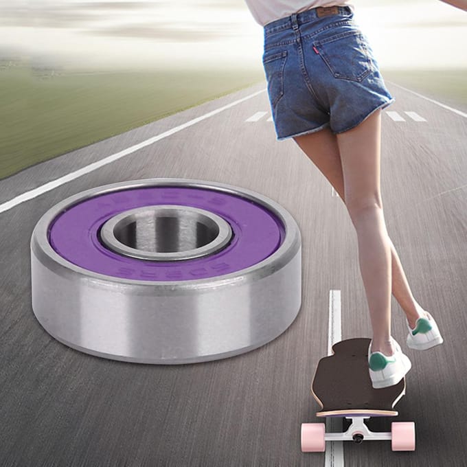 8 Stuks Skateboard Scooter 608 Kogellager Miniatuur Skate Roller Kogellagers Kit(paars 7) gray